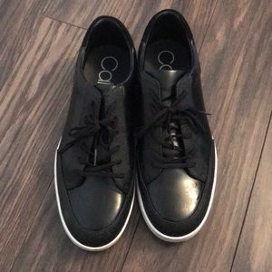 12x  🎉HP Calvin Klein Black Leather Izar 34F0944 Sneakers Shoes